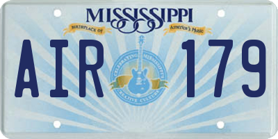 MS license plate AIR179