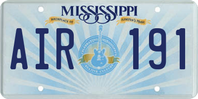 MS license plate AIR191