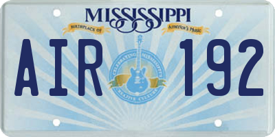 MS license plate AIR192