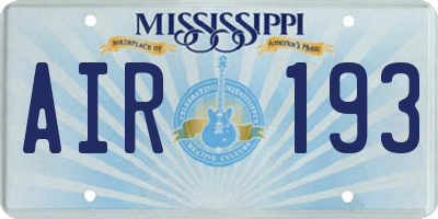 MS license plate AIR193