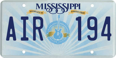 MS license plate AIR194