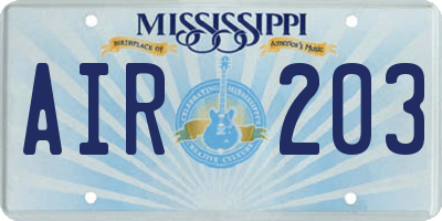 MS license plate AIR203