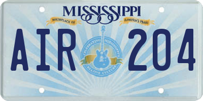 MS license plate AIR204