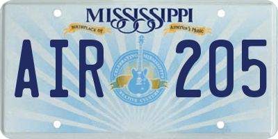 MS license plate AIR205