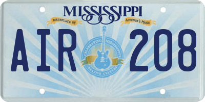 MS license plate AIR208