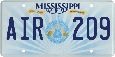 MS license plate AIR209
