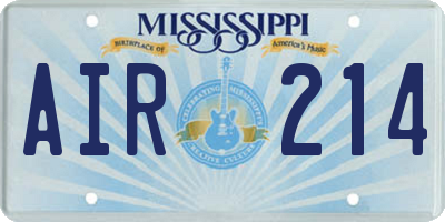 MS license plate AIR214