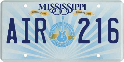 MS license plate AIR216