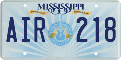 MS license plate AIR218