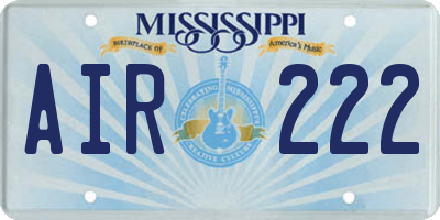 MS license plate AIR222