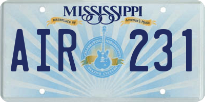 MS license plate AIR231