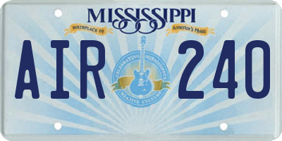 MS license plate AIR240