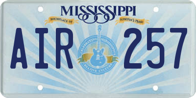 MS license plate AIR257