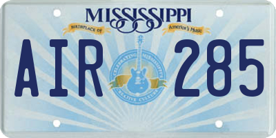 MS license plate AIR285