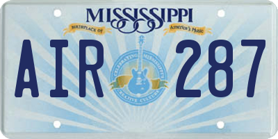 MS license plate AIR287