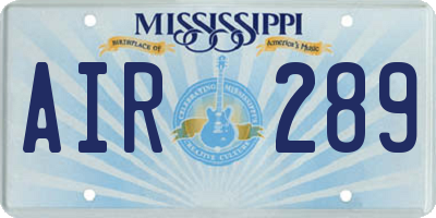 MS license plate AIR289