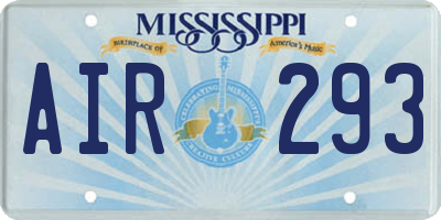 MS license plate AIR293