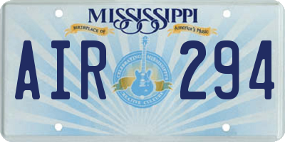 MS license plate AIR294