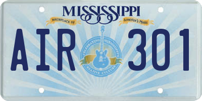 MS license plate AIR301