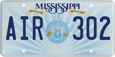 MS license plate AIR302
