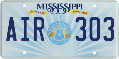 MS license plate AIR303