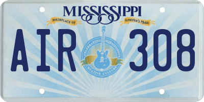 MS license plate AIR308