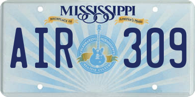 MS license plate AIR309