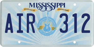 MS license plate AIR312