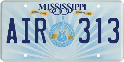 MS license plate AIR313