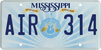 MS license plate AIR314