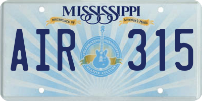 MS license plate AIR315