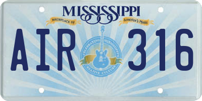 MS license plate AIR316