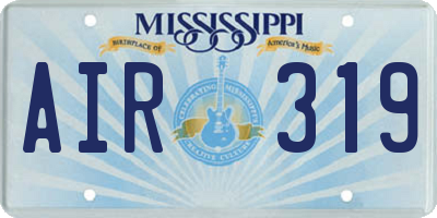 MS license plate AIR319
