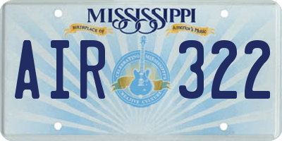 MS license plate AIR322