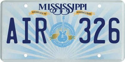 MS license plate AIR326