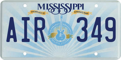 MS license plate AIR349