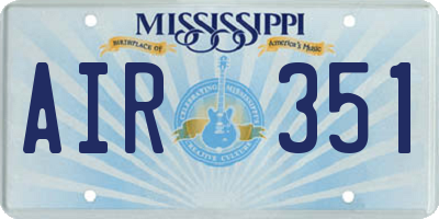 MS license plate AIR351