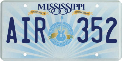 MS license plate AIR352