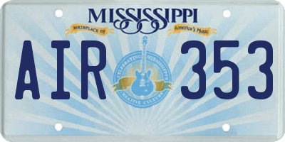 MS license plate AIR353