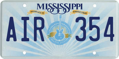 MS license plate AIR354