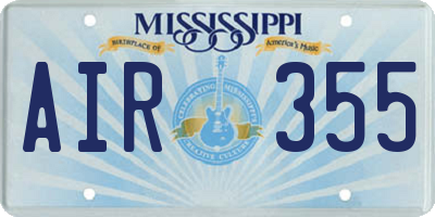MS license plate AIR355