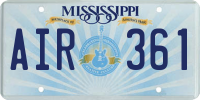 MS license plate AIR361