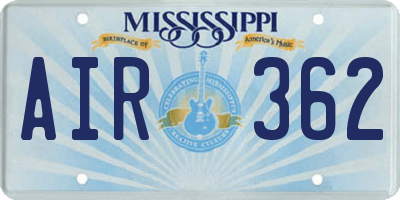 MS license plate AIR362