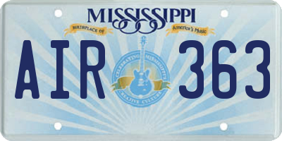 MS license plate AIR363