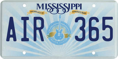 MS license plate AIR365