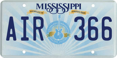MS license plate AIR366
