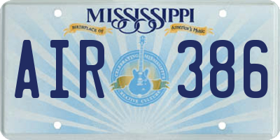 MS license plate AIR386