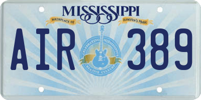 MS license plate AIR389