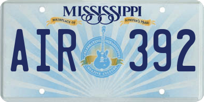 MS license plate AIR392