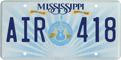 MS license plate AIR418
